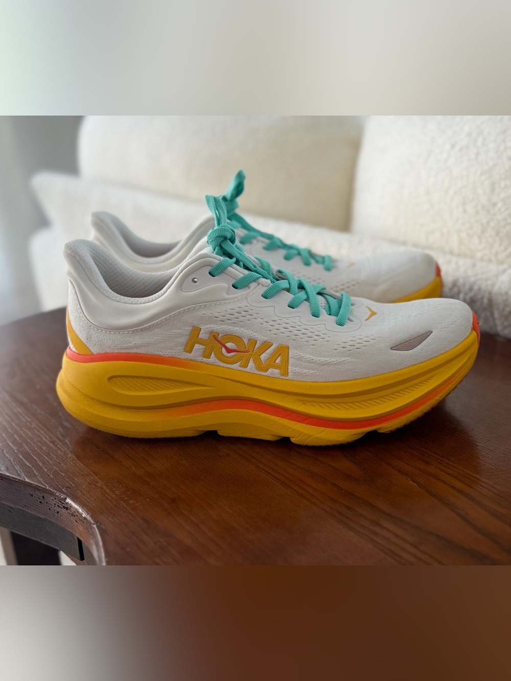 Hoka White/Orange Bondi 9 Women's (9B)